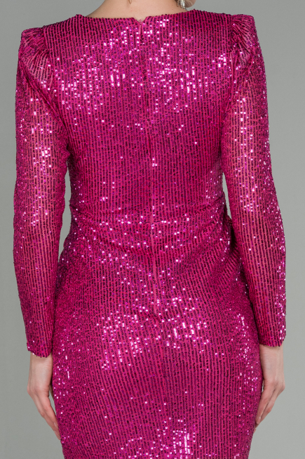 Robe de Soirée Longue Squameuse Fushia ABU2859