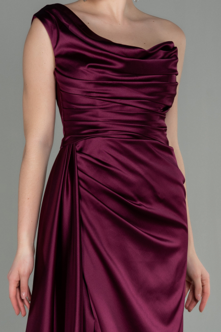 Robe de Soirée Longue Satin Couleur Cerise ABU2173