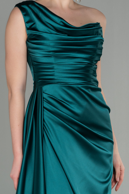 Robe de Soirée Longue Satin Émeraude ABU2173