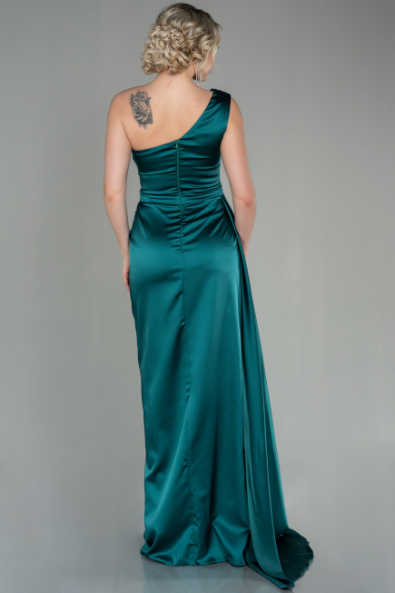 Robe de Soirée Longue Satin Émeraude ABU2173