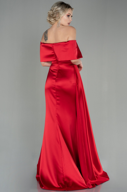 Robe de Soirée Longue Satin Rouge ABU2893