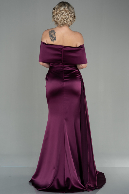 Robe de Soirée Longue Satin Couleur Cerise ABU2893
