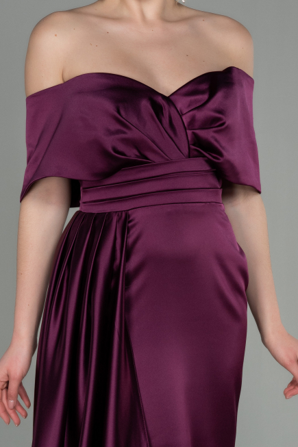 Robe de Soirée Longue Satin Couleur Cerise ABU2893