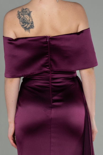 Robe de Soirée Longue Satin Couleur Cerise ABU2893