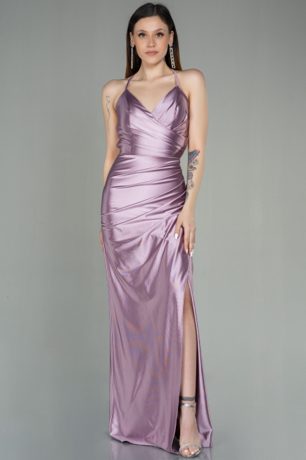 Robe De Soirée Satin Longue Lavande ABU2800