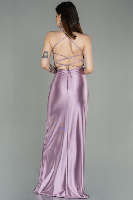 Robe De Soirée Satin Longue Lavande ABU2800