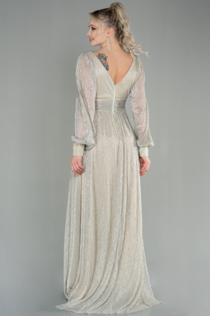 Robe de Soirée Longue Beige ABU2905