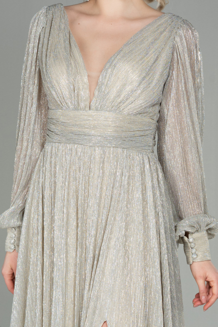 Robe de Soirée Longue Beige ABU2905