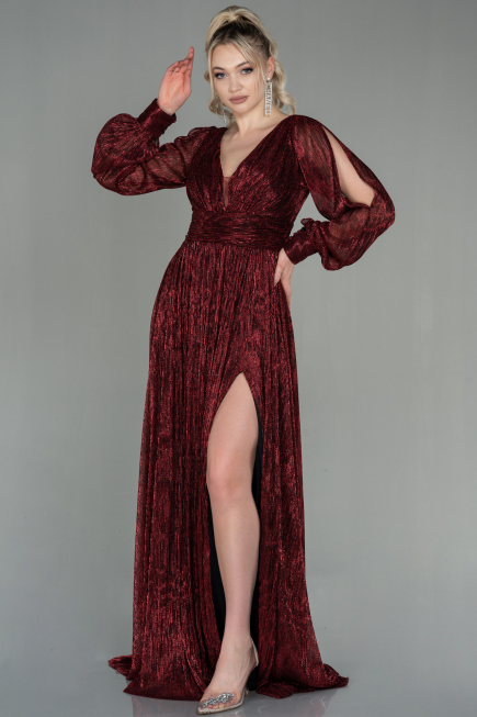 Robe de Soirée Longue Rouge Bordeaux ABU2905