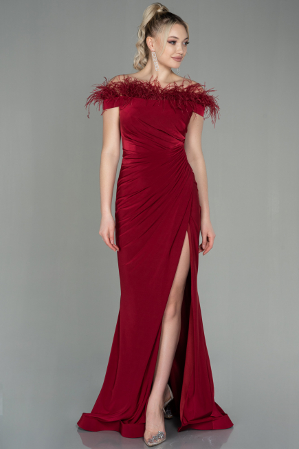 Robe de Soirée Longue Rouge Bordeaux ABU2906