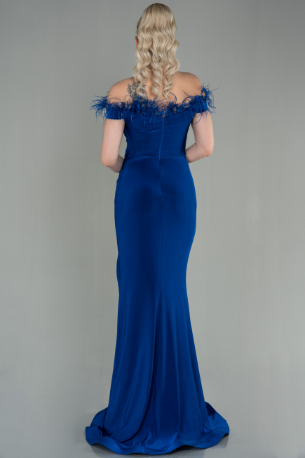 Robe de Soirée Longue Bleu Saxe ABU2906