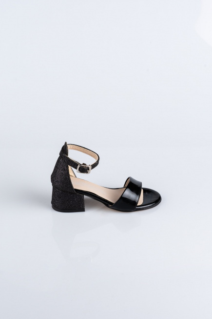 Chaussure D’enfant Cuir Verni-Argenté Noir SE768