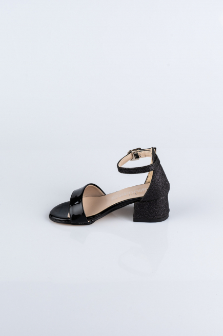 Chaussure D’enfant Cuir Verni-Argenté Noir SE768