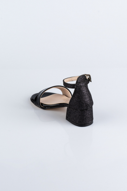 Chaussure D’enfant Cuir Verni-Argenté Noir SE768