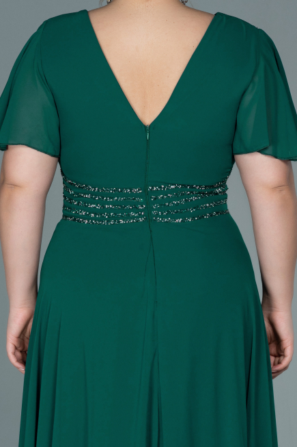 Robe de Soirée Grande Taille Longue Mousseline Vert ABU2755