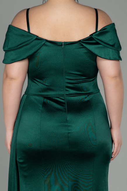Robe Grande Taille Longue Satin Émeraude ABU2855
