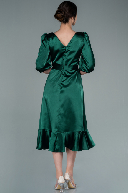 Robe de Cérémonie Midi Satin Émeraude ABK1409