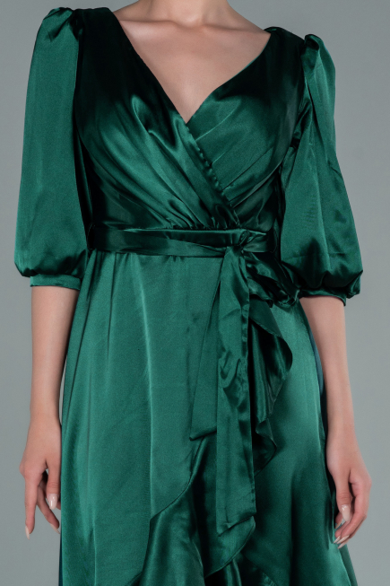 Robe de Cérémonie Midi Satin Émeraude ABK1409