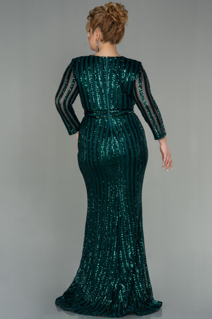 Robe de Soirée en Velours Longue Émeraude ABU1043