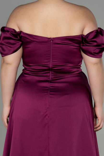 Robe de Soirée Grande Taille Longue Satin Couleur Cerise ABU2923