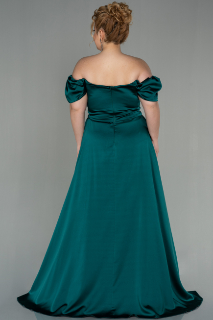 Robe de Soirée Grande Taille Longue Satin Émeraude ABU2923