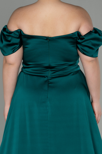 Robe de Soirée Grande Taille Longue Satin Émeraude ABU2923
