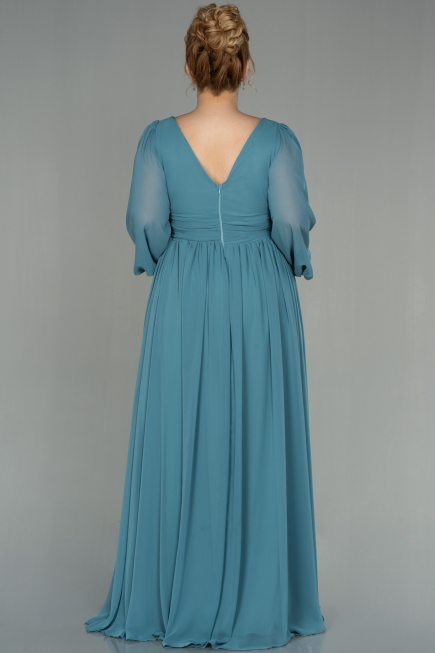 Robe Grande Taille Longue Mousseline Turquoise ABU1988