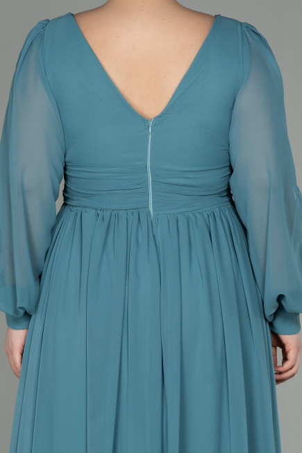 Robe Grande Taille Longue Mousseline Turquoise ABU1988