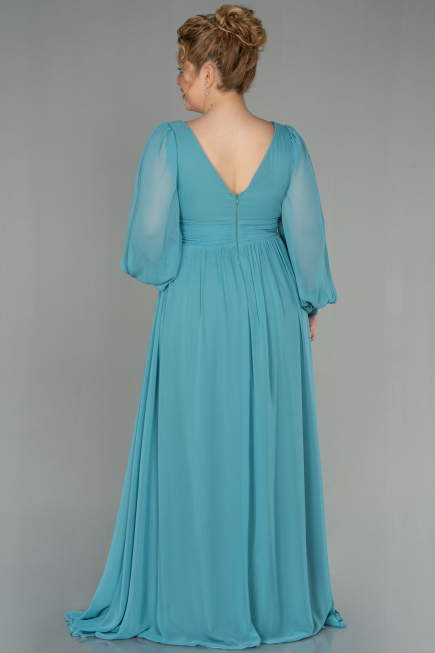Robe Grande Taille Mousseline Longue Menthe ABU1988