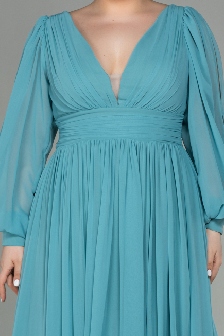 Robe Grande Taille Mousseline Longue Menthe ABU1988