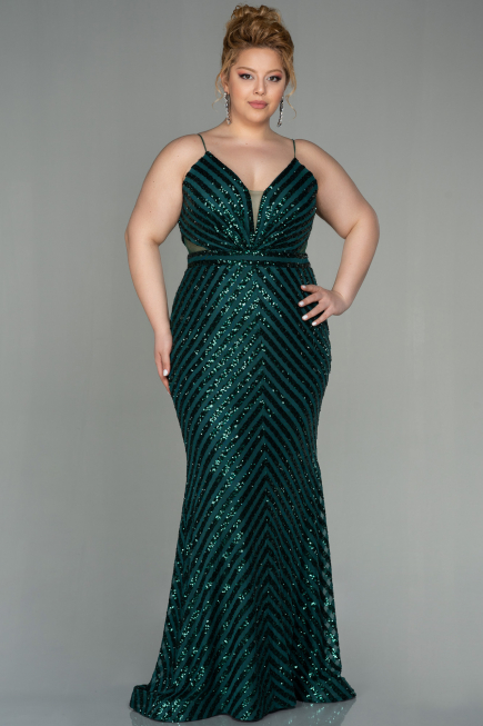 Robe de Soirée Grande Taille Longue Émeraude ABU1661