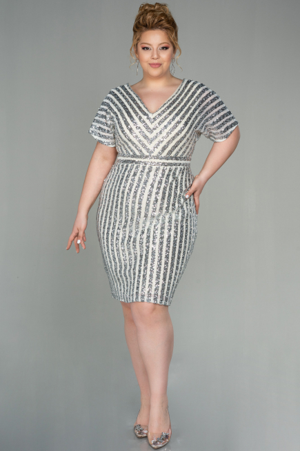 Robe De Soirée Grande Taille Courte Beige ABK686