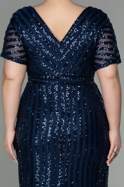 Robe de Soirée Grande Taille Courte Bleu Marine ABK686