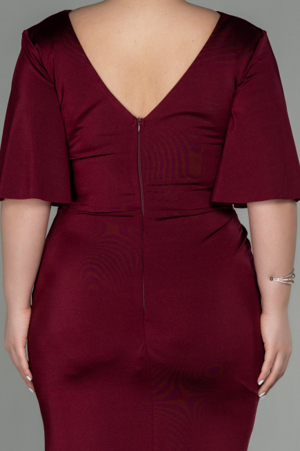 Robe Grande Taille Longue Rouge Bordeaux ABU2441