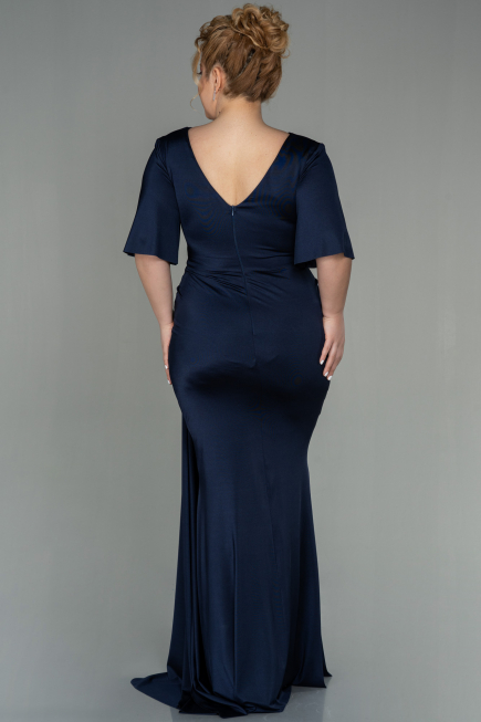 Robe Grande Taille Longue Bleu Marine ABU2441