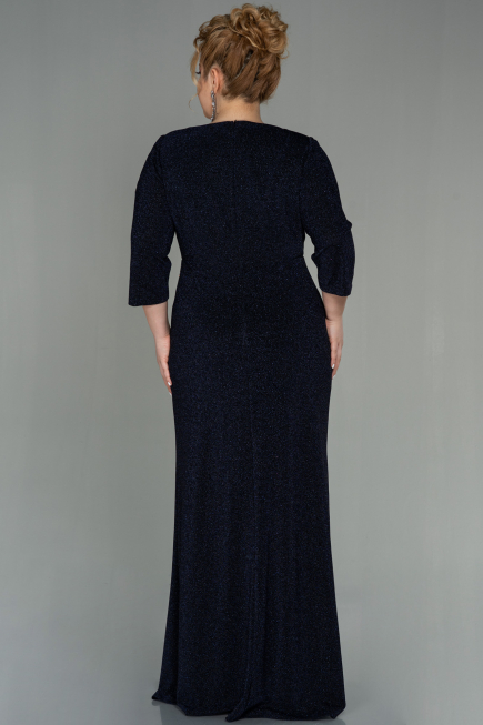Robe Grande Taille Longue Bleu Marine ABU2922