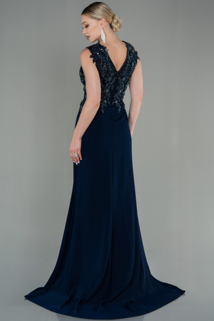 Robe de Soirée Longue Bleu Marine ABU2950