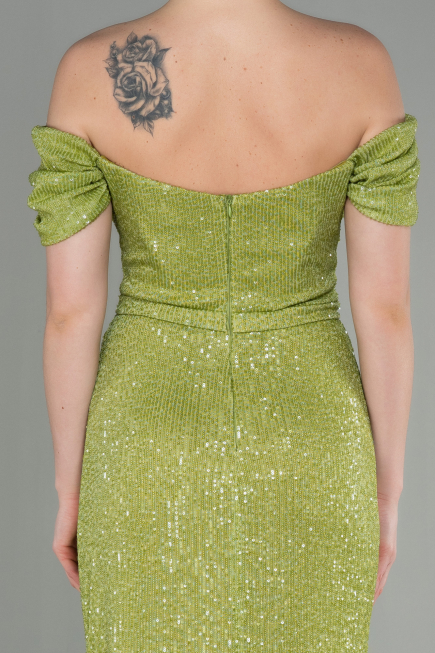 Robe de Soirée Longue Squameuse Pistache vert ABU2954