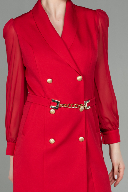 Robe de Cérémonie Courte Mousseline Rouge ABK1663