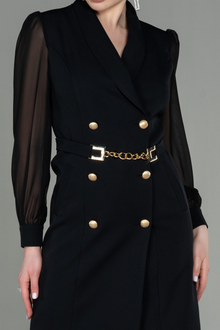 Robe de Cérémonie Courte Mousseline Noir ABK1663