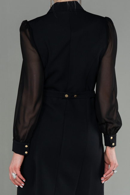 Robe de Cérémonie Courte Mousseline Noir ABK1663