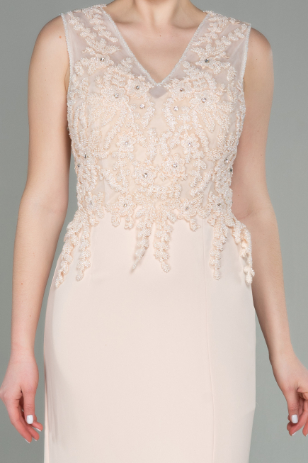 Robe de Soirée Longue Beige ABU2950