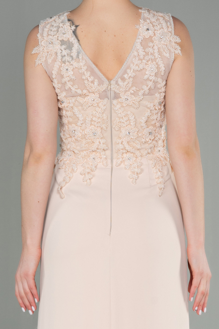 Robe de Soirée Longue Beige ABU2950