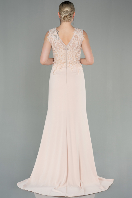 Robe de Soirée Longue Beige ABU2950