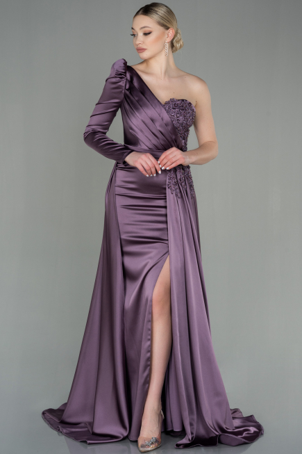 Robe de Soirée Longue Satin Lavande ABU2610