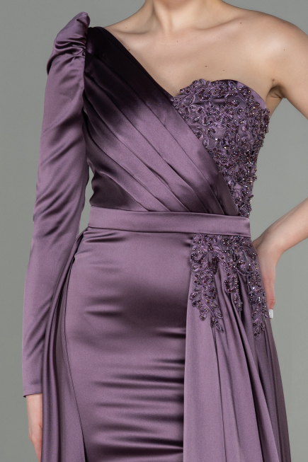 Robe de Soirée Longue Satin Lavande ABU2610