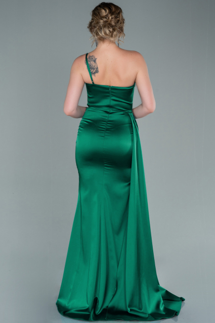 Robe de Soirée Longue Satin Émeraude ABU2386