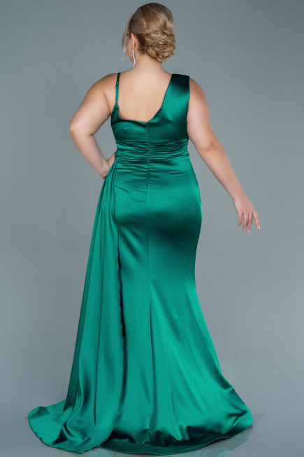 Robe de Soirée Grande Taille Longue Satin Émeraude ABU2599