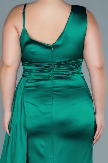 Robe de Soirée Grande Taille Longue Satin Émeraude ABU2599