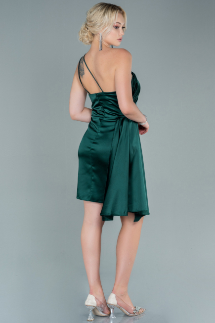 Robe de Cérémonie Courte Satin Émeraude ABK1658